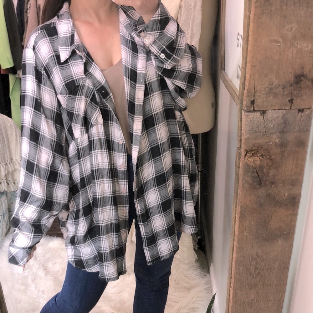 Torrid Black and Pink Oversized Button Down Shirt